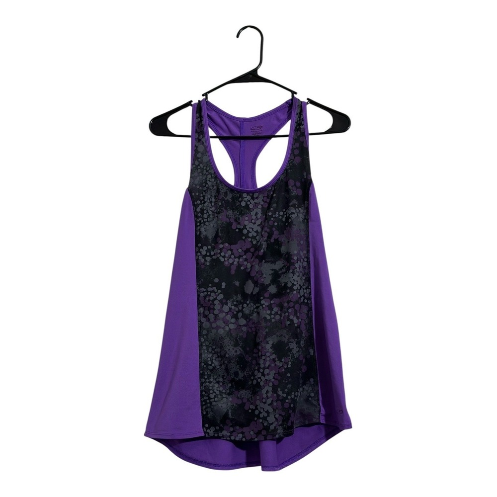Champion Duo‎ Dry Purple Black Dot Print Racerback Workout Tank Top Women's M